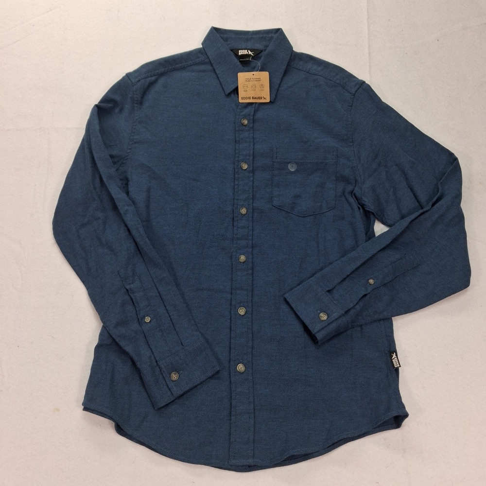 Eddie Bauer Shirt Mens Small Field Flannel Flex 2.0 Dusk Blue Button Down NEW